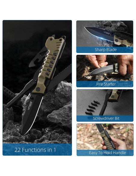 Cuchillo Multi Herramienta 22 en 1 LETGOS Gris Desierto Cuchillo Multi Herramienta 22 en 1 LETGOS Gris Desierto