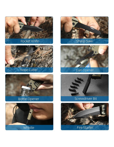 Cuchillo Multi Herramienta 22 en 1 LETGOS Gris Desierto