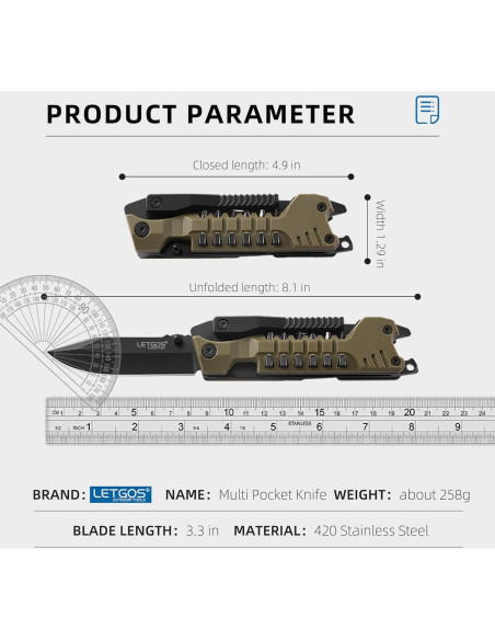 Cuchillo Multi Herramienta 22 en 1 LETGOS Gris Desierto Cuchillo Multi Herramienta 22 en 1 LETGOS Gris Desierto