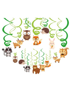 30 Decoraciones Colgantes Espirales Animales del Bosque