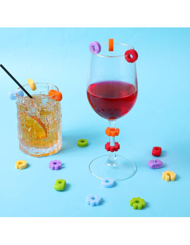 18 Marcadores de Bebida de Silicona Reutilizables para Copas