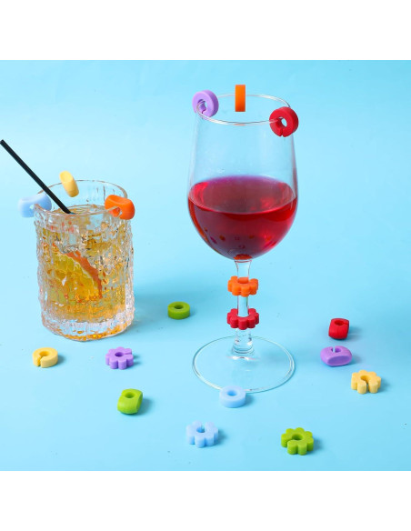 18 Marcadores de Bebida de Silicona Reutilizables para Copas