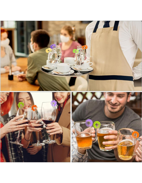 18 Marcadores de Bebida de Silicona Reutilizables para Copas