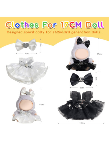 Conjunto Ropa para Muñeca 17cm FEAYEA - 2 Faldas y Horquillas