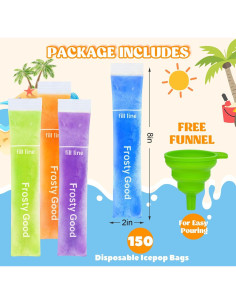 150 Bolsas Desechables para Paletas Jadairy 20.32x5.08 cm 2