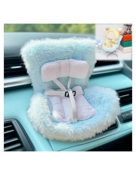 Asiento de coche para muñecas HiOKOU azul con clip y soporte