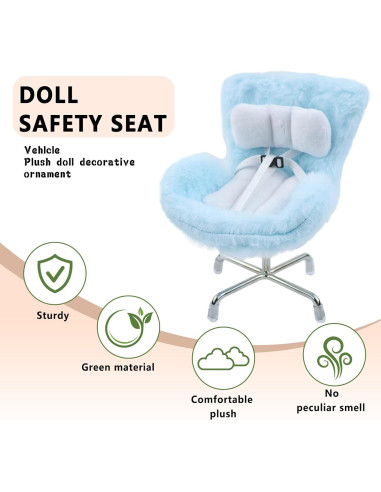 Asiento de coche para muñecas HiOKOU azul con clip y soporte