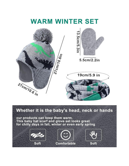 Conjunto de gorro, bufanda y guantes SATINIOR para niños