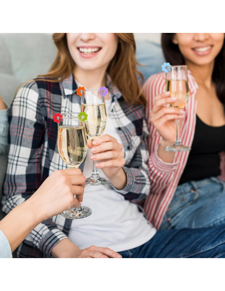 18 Marcadores de Bebida de Silicona Reutilizables para Copas