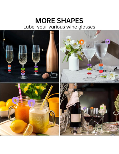 18 Marcadores de Bebida de Silicona Reutilizables para Copas