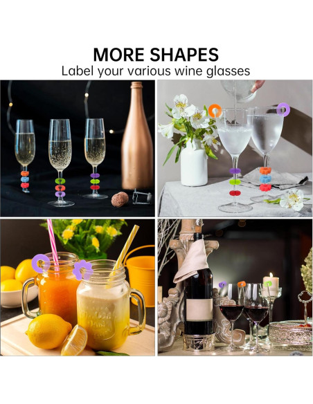 18 Marcadores de Bebida de Silicona Reutilizables para Copas
