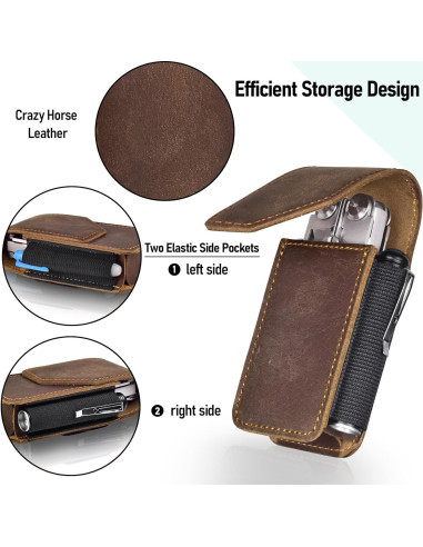 Funda de Cuero Genuino SOGCASE para Multiherramientas - Cierre Magnético