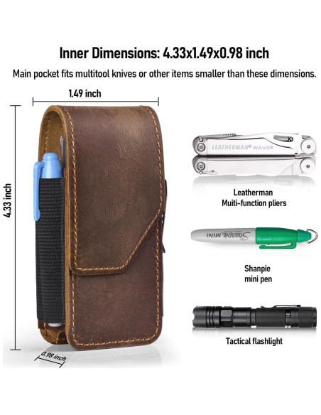 Funda de Cuero Genuino SOGCASE para Multiherramientas - Cierre Magnético