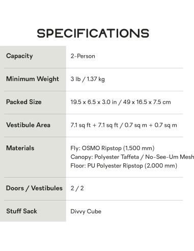 Tienda de Campaña Ligera NEMO Mayfly 2 Personas Impermeable