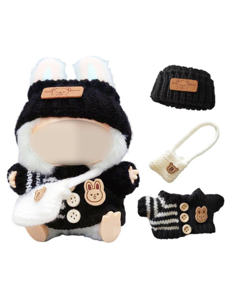 Conjunto de Ropa para Muñecas Labubu 3 Piezas Negro CGQ Conjunto de Ropa para Muñecas Labubu 3 Piezas Negro CGQ