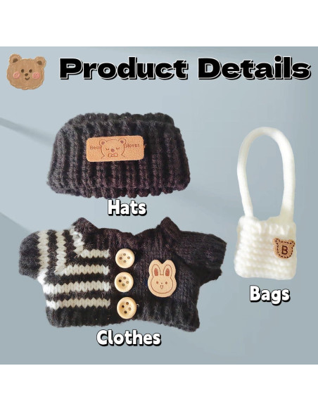 Conjunto de Ropa para Muñecas Labubu 3 Piezas Negro CGQ Conjunto de Ropa para Muñecas Labubu 3 Piezas Negro CGQ