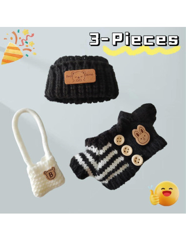 Conjunto de Ropa para Muñecas Labubu 3 Piezas Negro CGQ