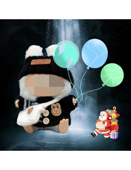 Conjunto de Ropa para Muñecas Labubu 3 Piezas Negro CGQ Conjunto de Ropa para Muñecas Labubu 3 Piezas Negro CGQ