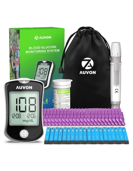 Kit de Monitor de Glucosa AUVON DS-W con 50 Tiras y Lancetas