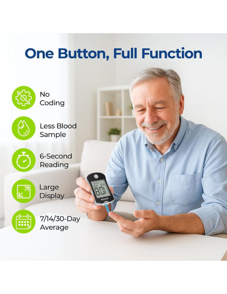 Kit de Monitor de Glucosa AUVON DS-W con 50 Tiras y Lancetas