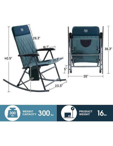 Silla de Camping Balancín Timber Ridge Ajustable Azul 136 kg