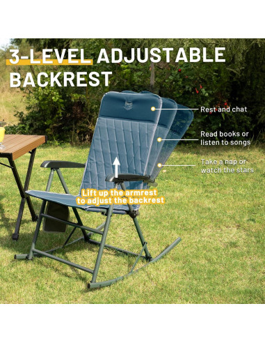 Silla de Camping Balancín Timber Ridge Ajustable Azul 136 kg