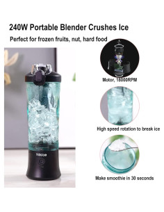 Mezclador Portátil Nikice 600ml USB, Tritura Hielo, Libre BPA 2