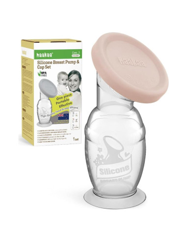 Bomba de Pecho Manual Haakaa 118ml Rosa con Tapa de Silicona