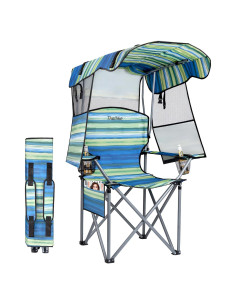 Silla de Camping Plegable Thallike con Dosel Reforzado Azul