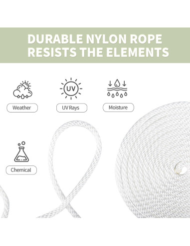 Cuerda de Nylon Trenzada 1/4" 500ft LUOPUTUO Alta Resistencia