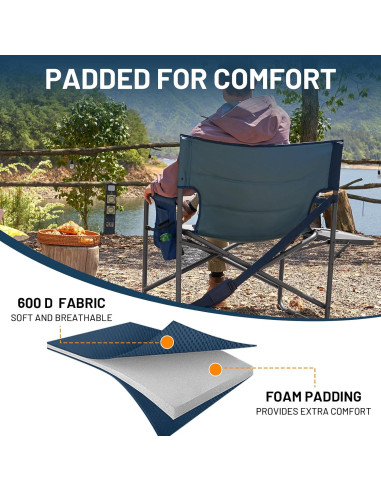 Silla Plegable Timber Ridge XXL Azul - Alta Resistencia 227 kg