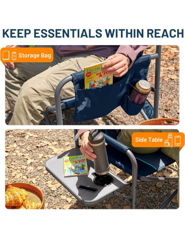 Silla Plegable Timber Ridge XXL Azul - Alta Resistencia 227 kg