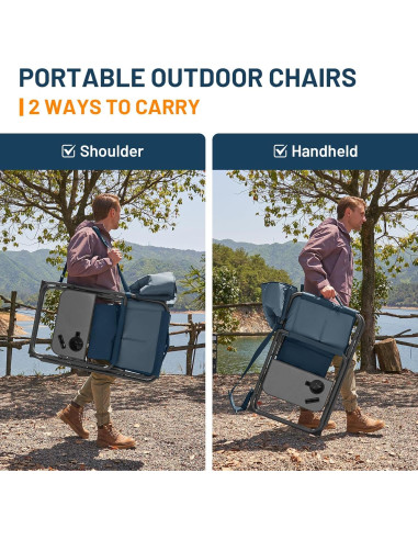 Silla Plegable Timber Ridge XXL Azul - Alta Resistencia 227 kg