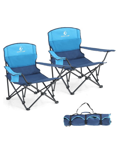 Sillas de Camping Plegables LET'S CAMP 2 Pack con Portavasos