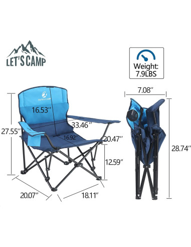 Sillas de Camping Plegables LET'S CAMP 2 Pack con Portavasos