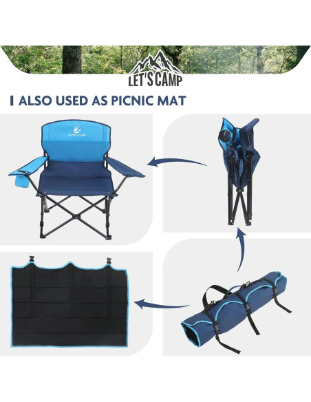 Sillas de Camping Plegables LET'S CAMP 2 Pack con Portavasos