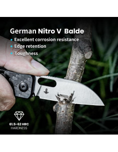 Cuchillo de bolsillo Kizer Banish, plegable 58.5 mm Nitro-V 2