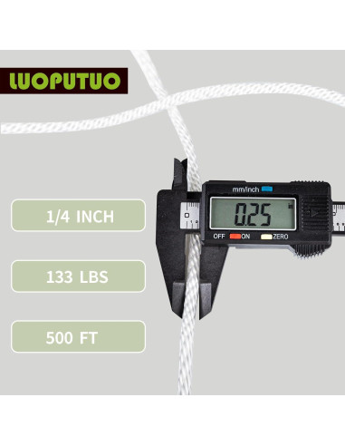 Cuerda de Nylon Trenzada 1/4" 500ft LUOPUTUO Alta Resistencia