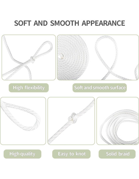 Cuerda de Nylon Trenzada 1/4" 500ft LUOPUTUO Alta Resistencia
