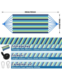 Hamaca Doble Windyun de Algodón 260x150cm 181kg Azul 2