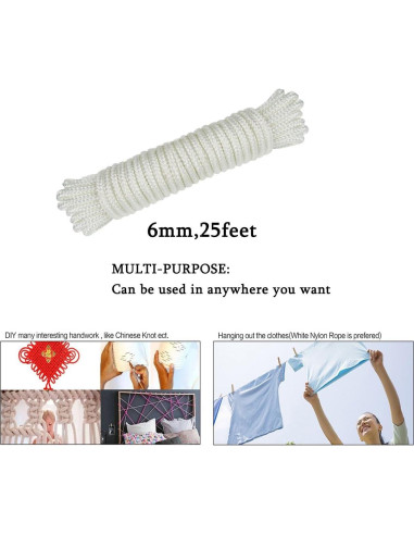 Cuerda trenzada de nylon 6mm Donhouse 15.24 metros blanca