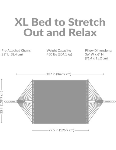 Hamaca Acolchada Extra Grande Sunnydaze para 2 Personas