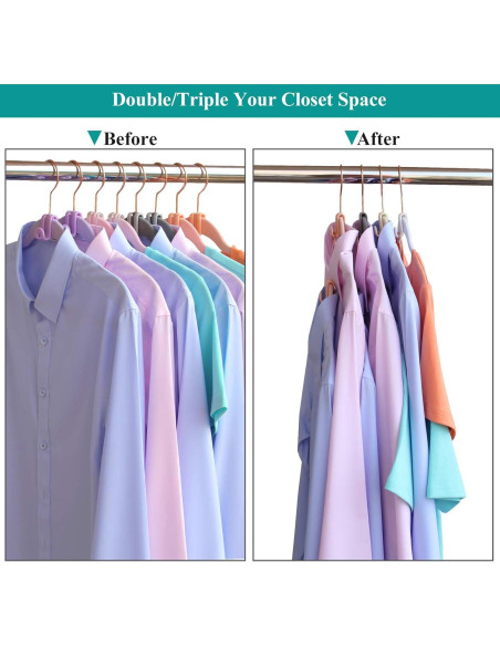 Ganchos Conectores para Perchas FREZON 60 Pcs Negro Ahorro Espacio