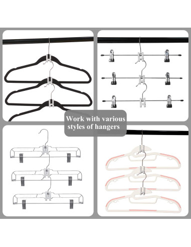 Ganchos Conectores para Perchas FREZON 60 Pcs Negro Ahorro Espacio