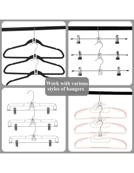 Ganchos Conectores para Perchas FREZON 60 Pcs Negro Ahorro Espacio