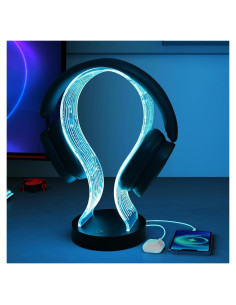 Soporte para Auriculares Ammonite con Luz LED y Carga USB