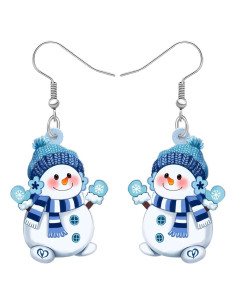Pendientes de Muñeco de Nieve SHIGIE Joyería Azul 31x21mm