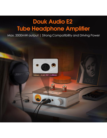 Amplificador de Auriculares Douk Audio E2 con Tubos Valvo y Medidor VU