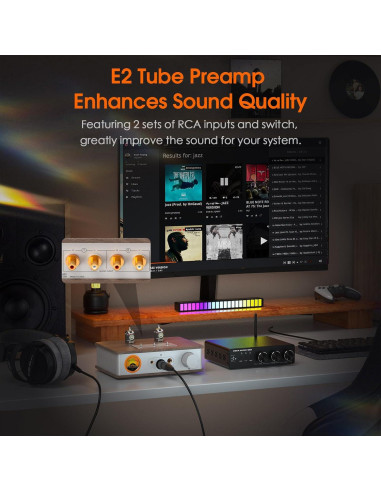 Amplificador de Auriculares Douk Audio E2 con Tubos Valvo y Medidor VU