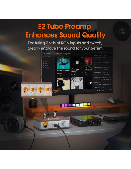 Amplificador de Auriculares Douk Audio E2 con Tubos Valvo y Medidor VU
